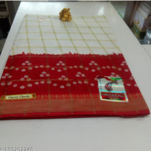 PUJA SAREE-CHERRY CHECK