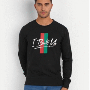 SWEATSHIRT- GRAPHIC PRINT LN-BLACK IBUILTME